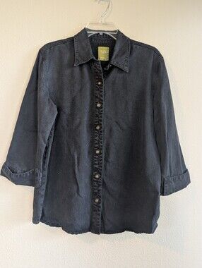 Anthropologie Pulp Size Medium Black Button-Up Shirt Classic Minimalist